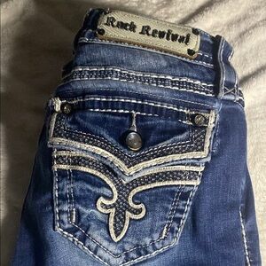 Rock Revival Indigo Jeans with Embroidered Pockets